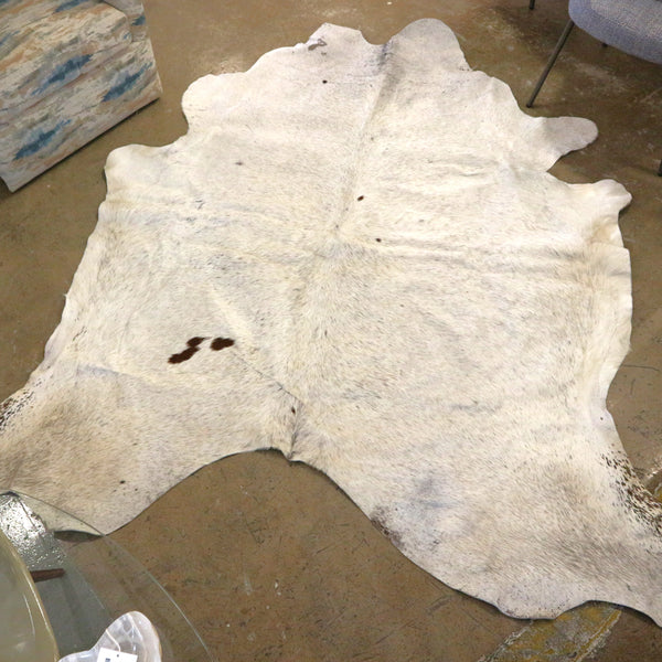 White w/Brown Speckles Brazilian Cowhide Rug