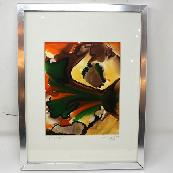 “Yupo Monotype” by Jessica M. Chaix Framed Watercolor on Paper