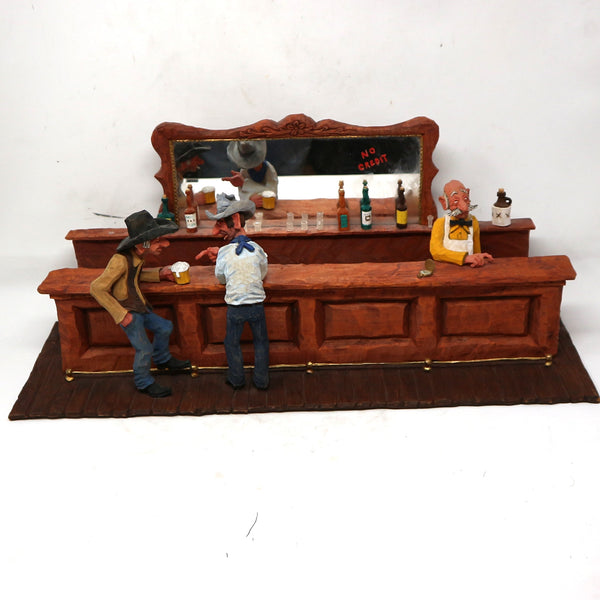 Hand Carved Bar Scene by Gene Zesch