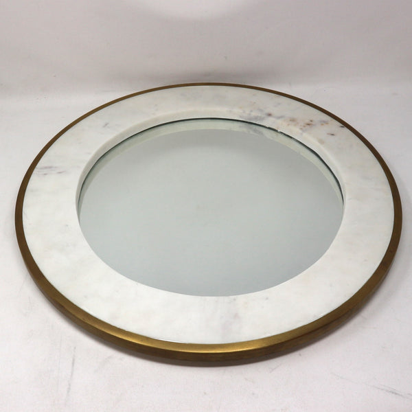 Crate & Barrel Round White Marble Mirror