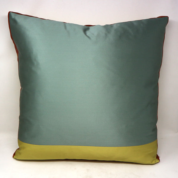 Pair Designer Down Throw Pillow Blue Green Rust by Donna Fadal