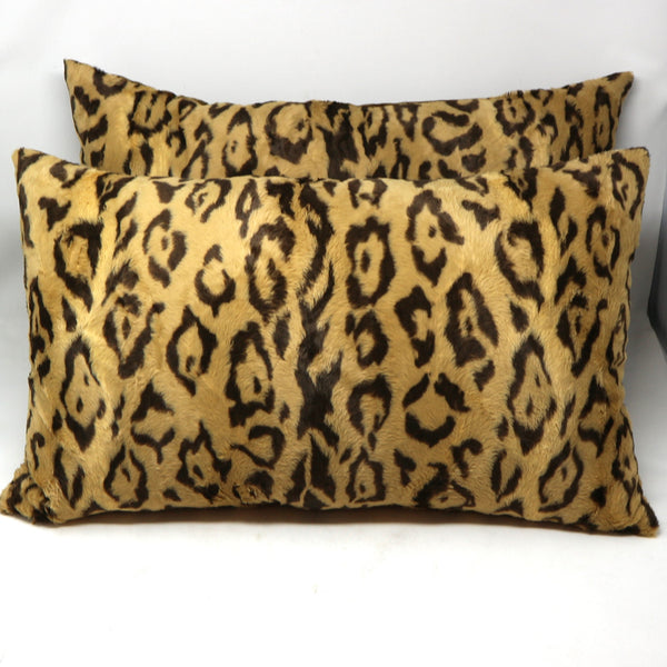 Pair of Leopard & Velvet Down Throw Pillows by Donna Fadal