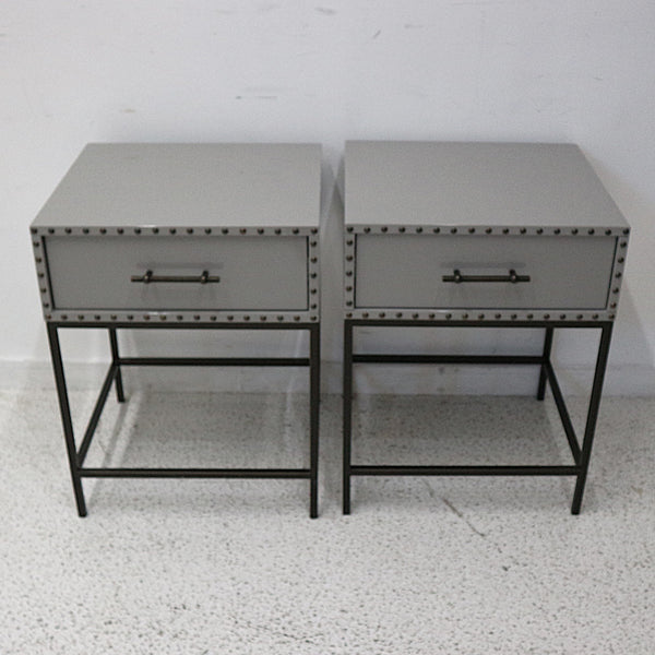 Pair of West Elm Nailhead Nightstands