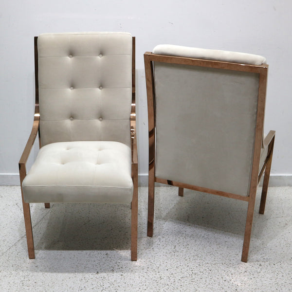 Set of 6 Scout Cream & Rose Gold Dining Chairs