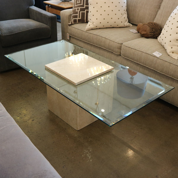 Travertine & Glass Coffee Table