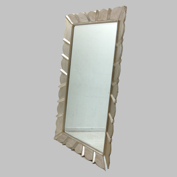 Large Silver Wood Leaning Mirror “AS IS”