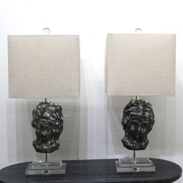 Pair of Head Lamps on Acrylic Base