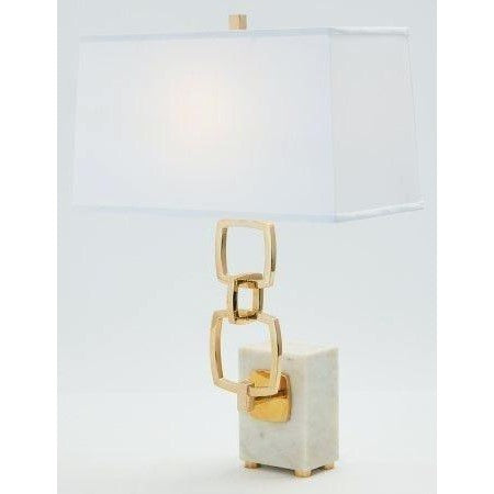Marble & Brass Chain Cantilever Lamp (Shade “As Is”)