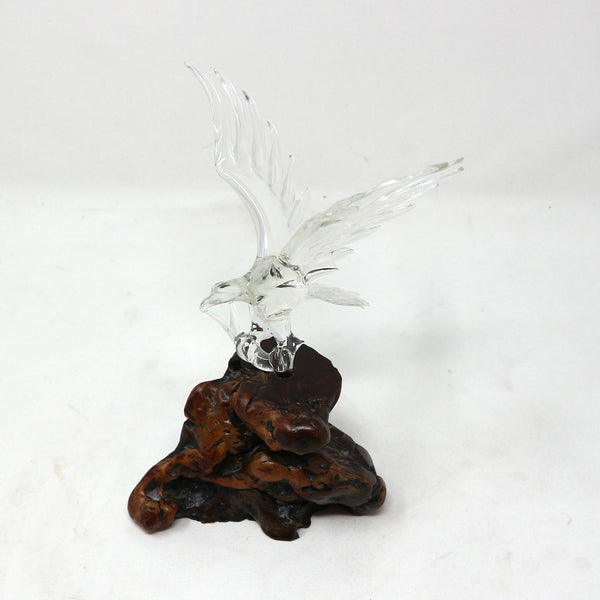 Vintage Crystal Eagle on Wood Base