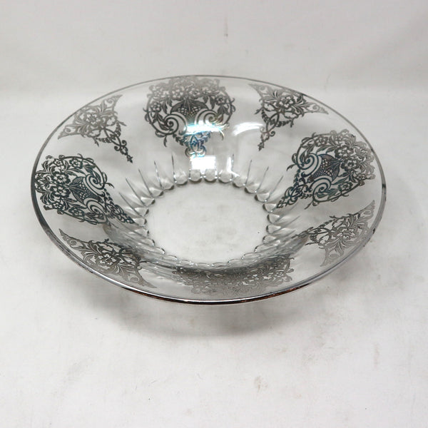 Silver Overlay Glass Bowl