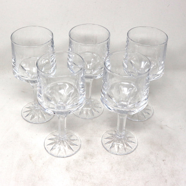 Set of 5 Crystal Wine Glasses