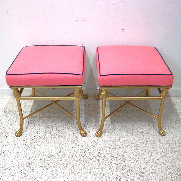 Pair of Society Social Pink Stools w/ Gold Base