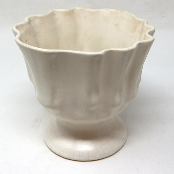 Vintage Cream Footed Wavy Flared Vase