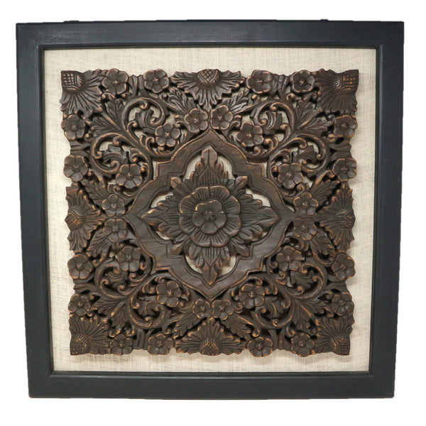 Framed Carved Wood Panel