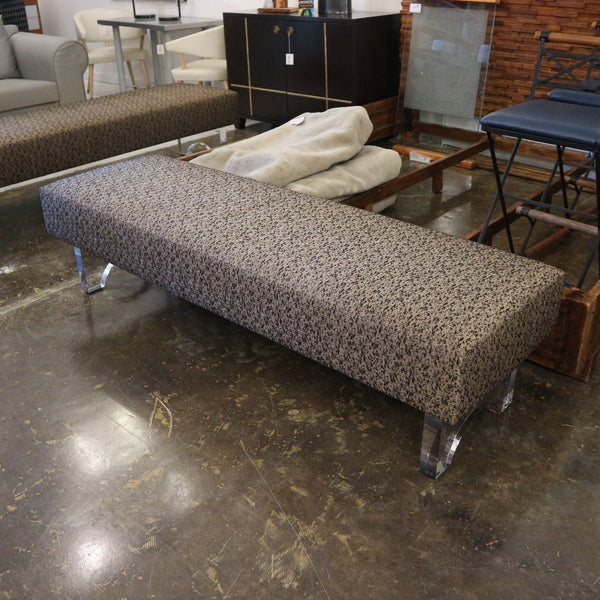 Custom Upholstered Bench w/ Acrylic Legs (2-Available)