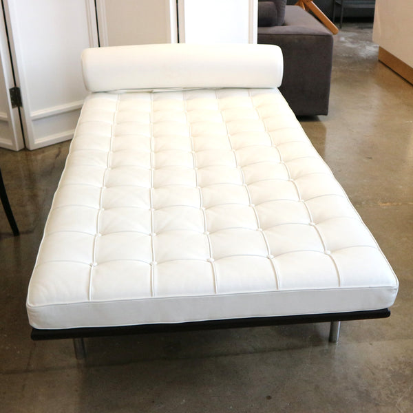 White Leather Barcelona Style Day Bed