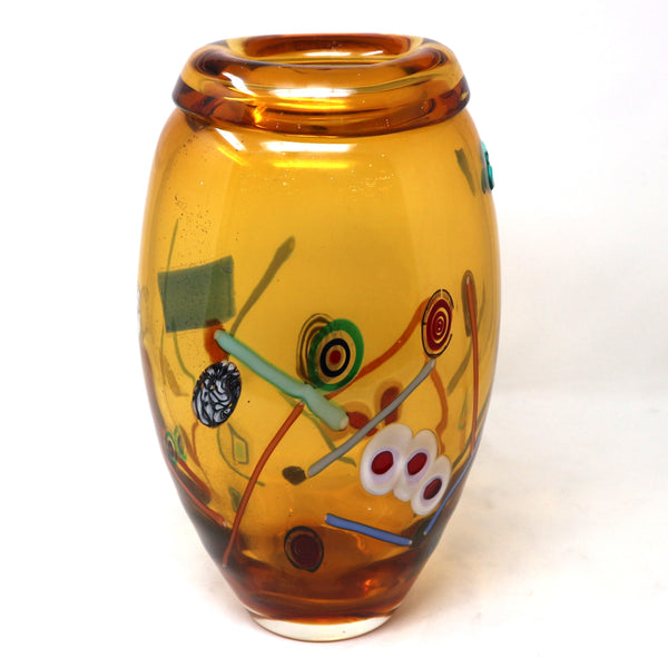 Murano Fused Art Glass Vase -Signed