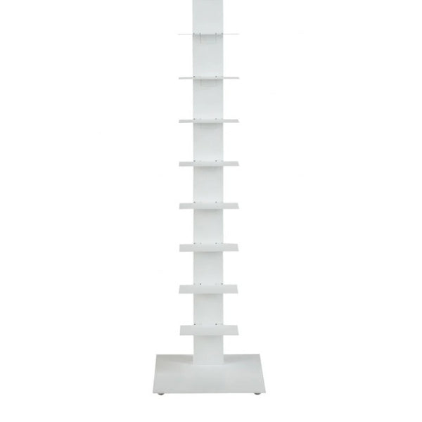 White 8 Tier Metal Bookshelf