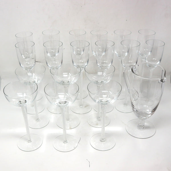 Set of 19 Murano Air Twist Stemware
