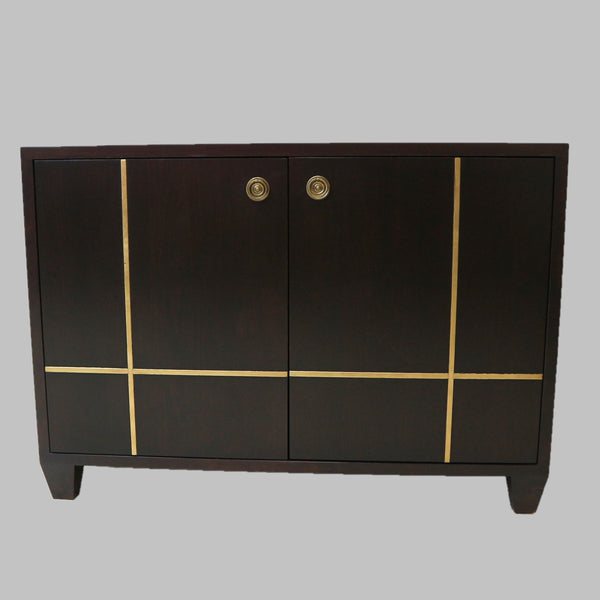 2-Door Wood Cabinet w/ Brass Inlay