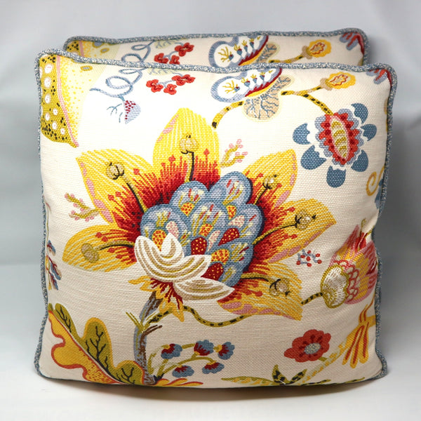 Pair of Floral Down Filled Throw Pillows