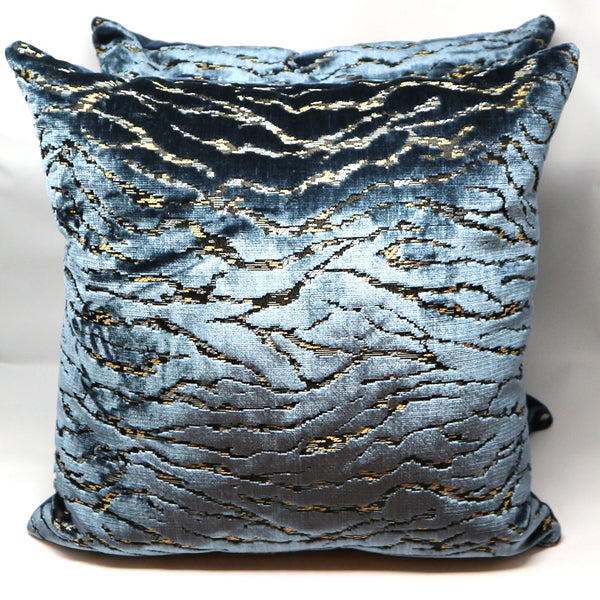 Pair of Olivia Quido Safari Cut Velvet Down Pillows