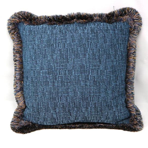 Blue Fringe Down Filled Throw Pillow