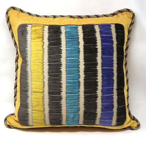 Gold Striped Down Filled Throw Pillow
