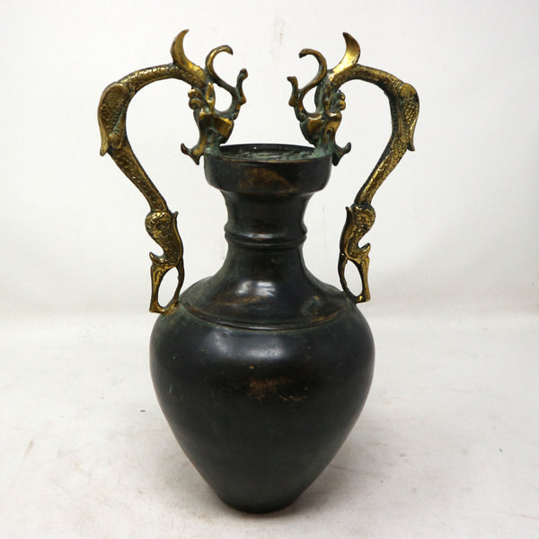 Qianlong Dynasty Antique Bronze Vase With Dragon Handles