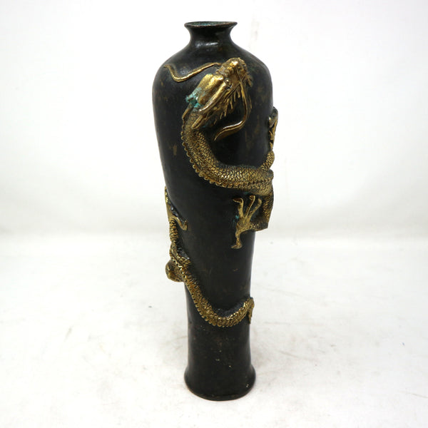 Qianlong Dyn. Antique Bronze Dragon Vase