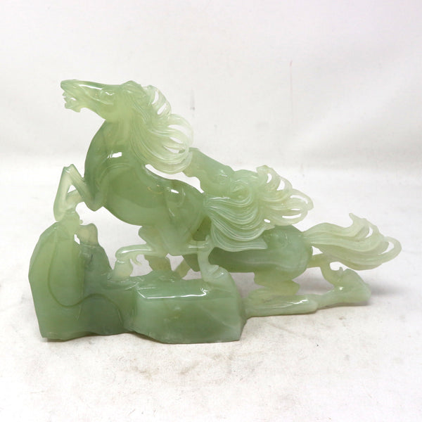 Carved Celadon Jade Horse Sculpture
