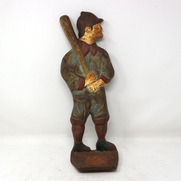Antique Cast Iron Baseball Player Door Stop