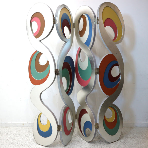 Vintage 70’s Aluminum Leaf Folding Screen