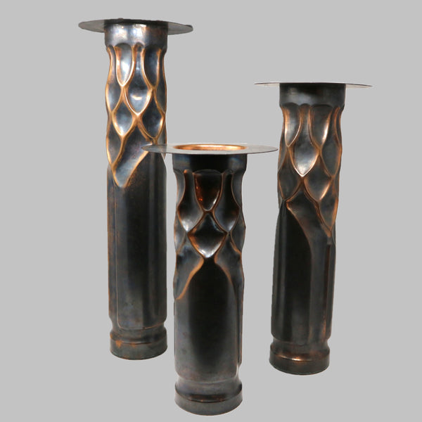 Set of 3 MCM Bronze Candle Holders