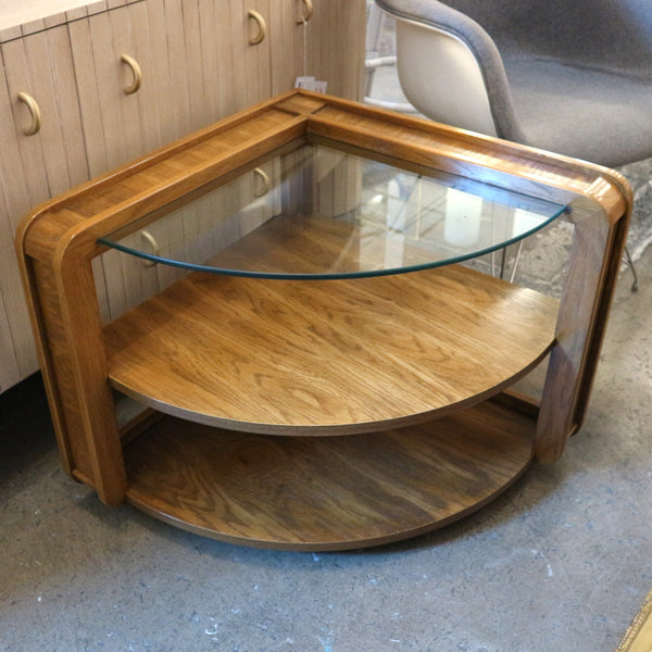 MCM 3-Tier Oak Corner End Table