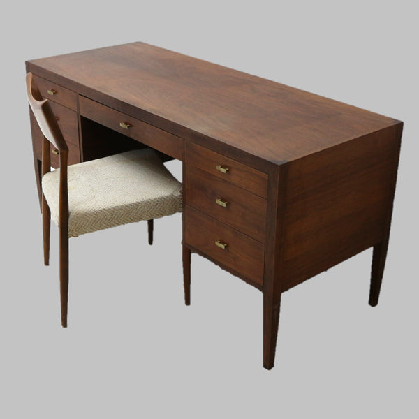 Mid-Century Empire Walnut Desk w/Chair (As Is)