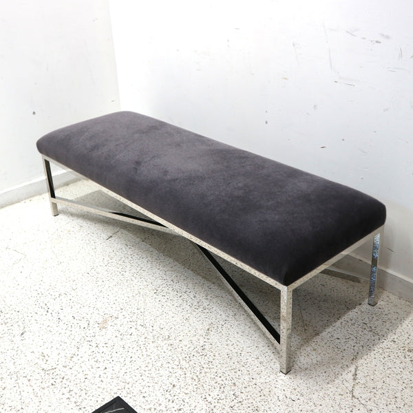 Custom William & Wesley Mohair Bench with Chrome Base