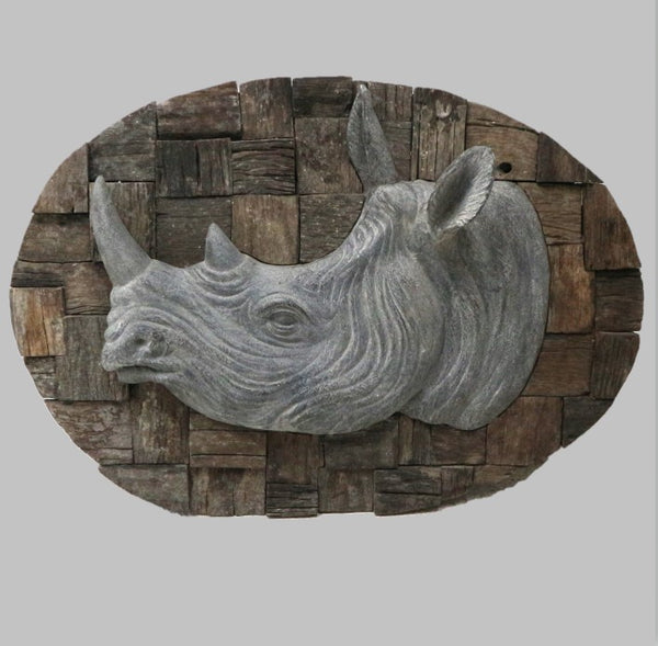 Indonesian Rhino Wall Sculpture (2-Available)