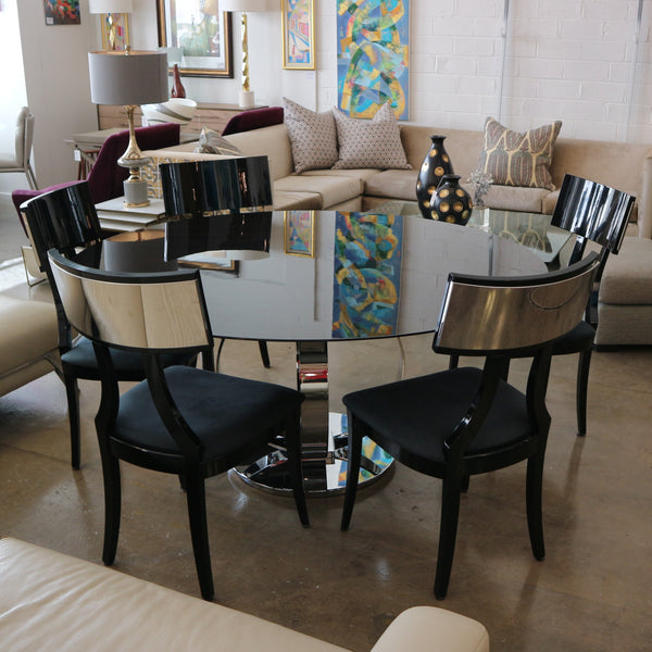 Excelsior Lacquered & Chrome Dining Table w/ 5 Chairs “As Is”