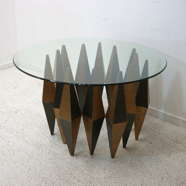 Round Harlequin Glass & Metal Table