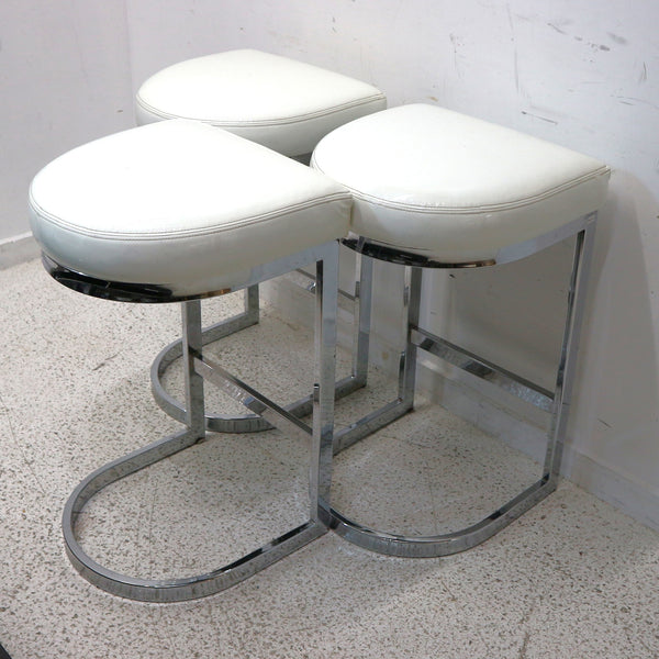 Set of 3 Faux Leather Stools