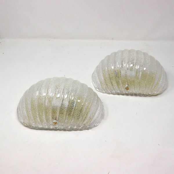 Pair of Vintage Italian Murano Glass Shell Sconces