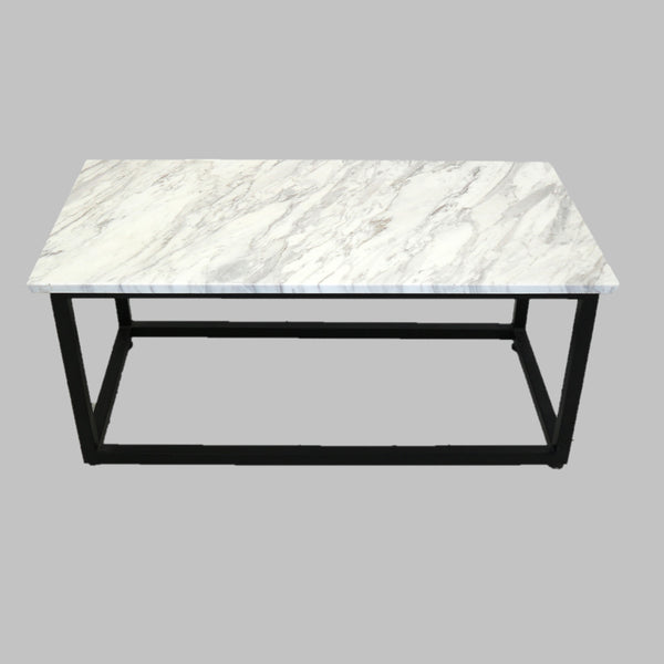 Carrara Marble & Black Metal Coffee Table