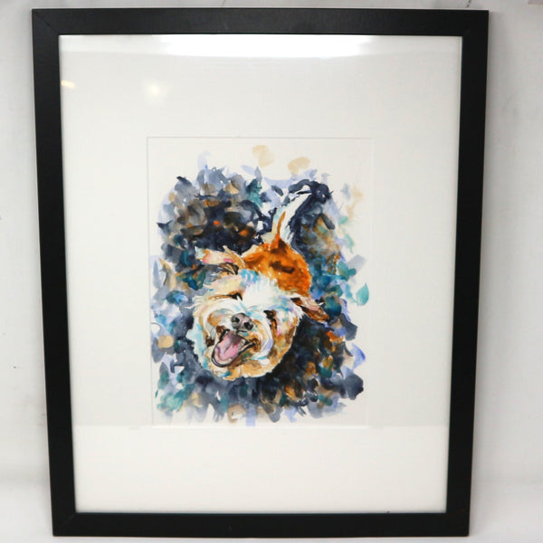 “Happy Ollie” by Rita Hendricks Framed Watercolor on Paper