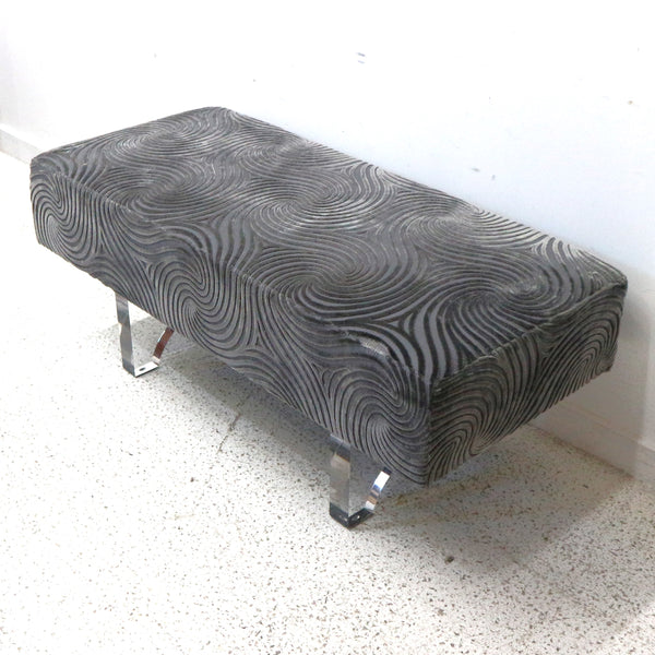 Custom William & Wesley Cut Velvet & Acrylic Bench