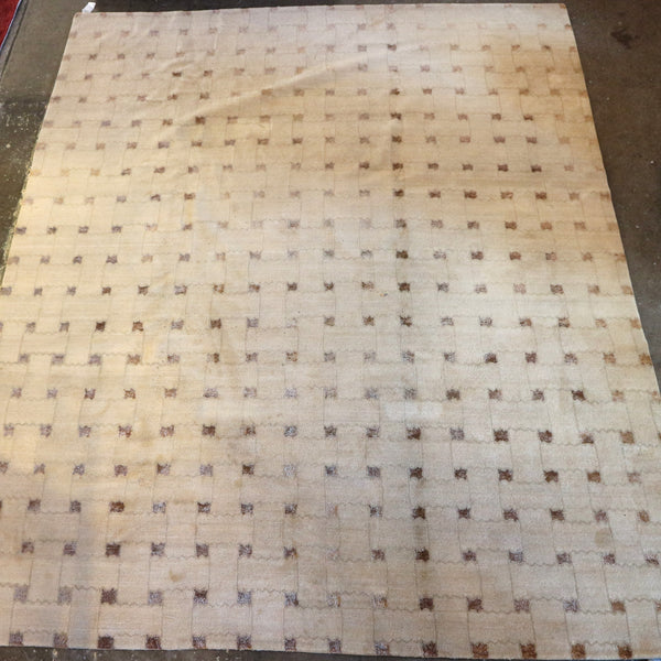 Brown Hand Knotted Tibetan Wool / Silk Rug