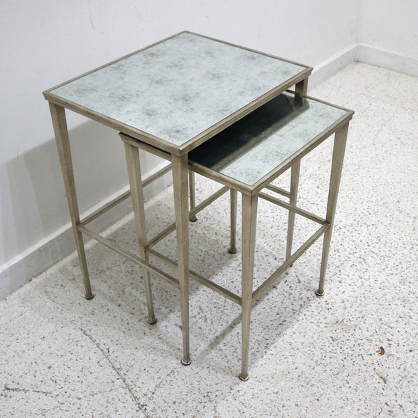 RH Silver Leaf Metal & Mirror Nesting Tables