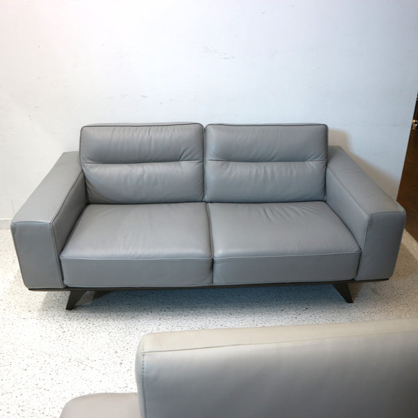 Natuzzi Adrenalina Grey Leather Loveseat