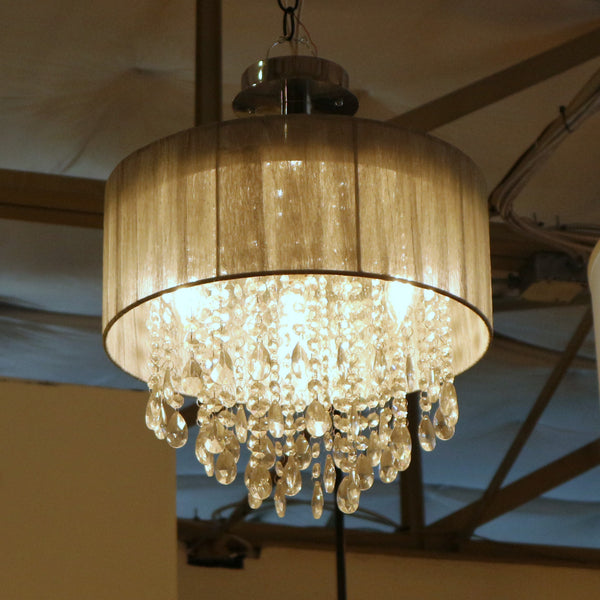 Round Crystal Semi-Flush Light Fixture