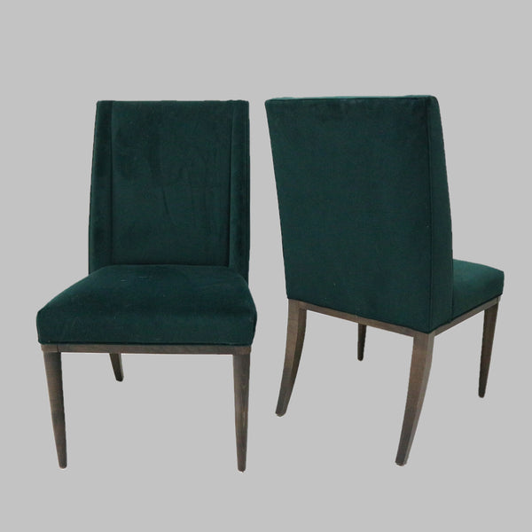 Set of 6 Dark Green Velvet Bassett Dining Chairs